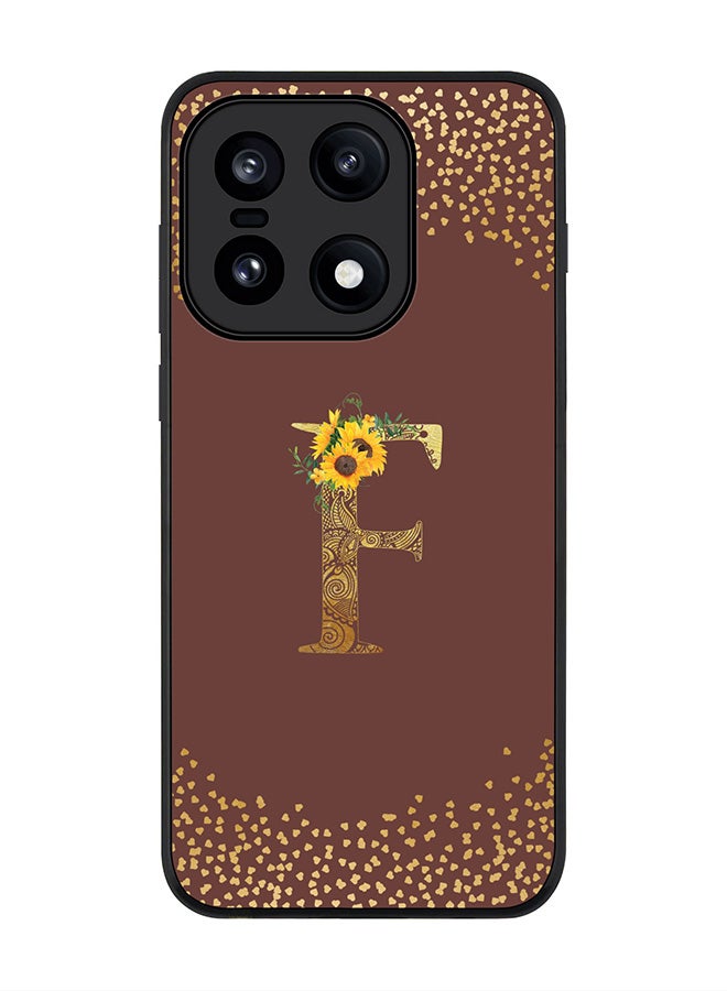 For OnePlus 15 Case,Slim fit Camera Protection, Shockproof Thin Phone cover  - Custom Floral Monogram - F  (Brown )